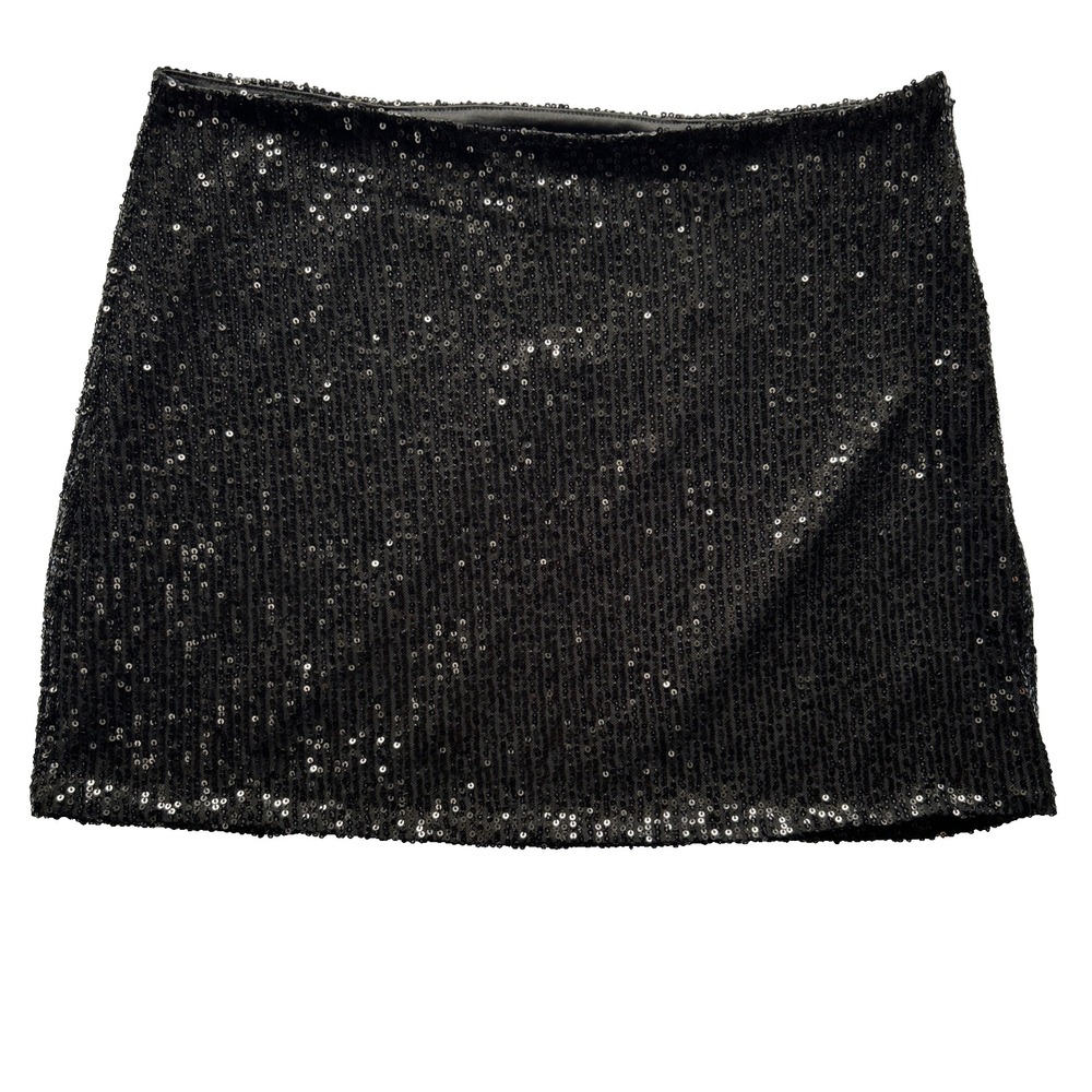 Steve Madden Black Sequin Mini Skirt Medium NWT Glam Holiday Party Sparkle Disco